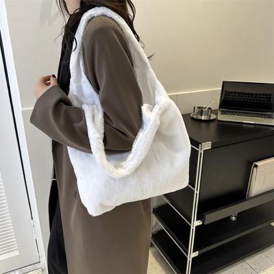 Popular Large-capacity Commuter Tote Bag Autumn New Plush College Student Shoulder Bag Women's Bag
