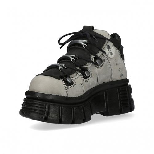 Punk Sneakers for Men Thick Sole Metal Decor Lace-Up Casual Shoes Women Gothic Punk Shoes Thick Sole Flat Trainer Unisex 44 45