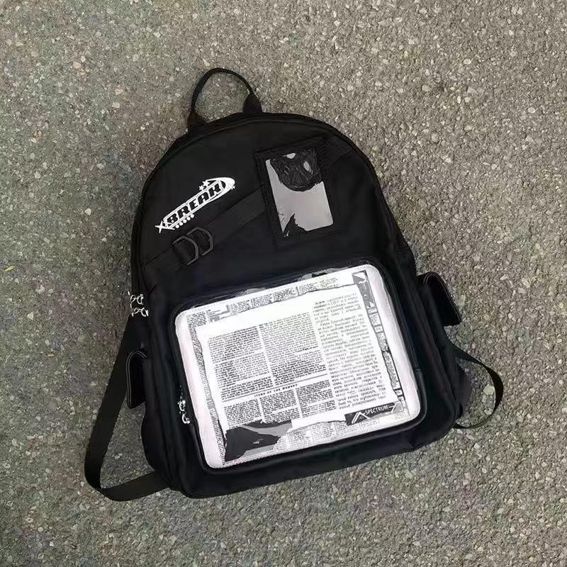 

New large-capacity daily neutral college double shoulder students in class computer travel transparent чёрный