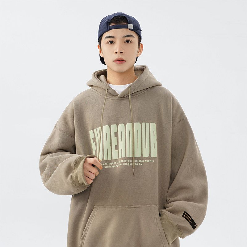 American-Style Foam Print Sweatshirt for Men, Winter Heavyweight Loose Design, Niche Hoodie, High Street Casual Versatile Top