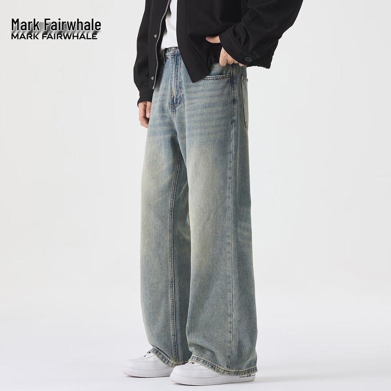 

Мужские джинсы Mark Fairwhale в стиле ретро, светло-голубые, с потертостями, прямого кроя 34