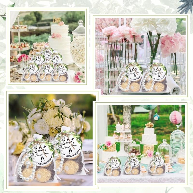 20Sets Crosses Keychain Favors With Thank You Label Organza Packaging Bulk Gift Set with Rope For Baby Showers Parties