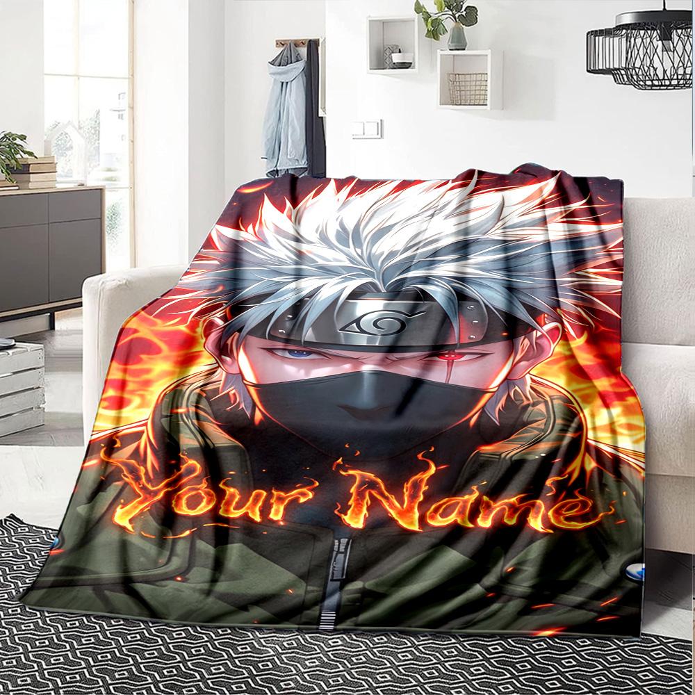 Naruto Character Personalized Text Blanket Lightweight Customizable Blanket Comfortable Great for Nap Office Office Chair Livingroom All-Season Use