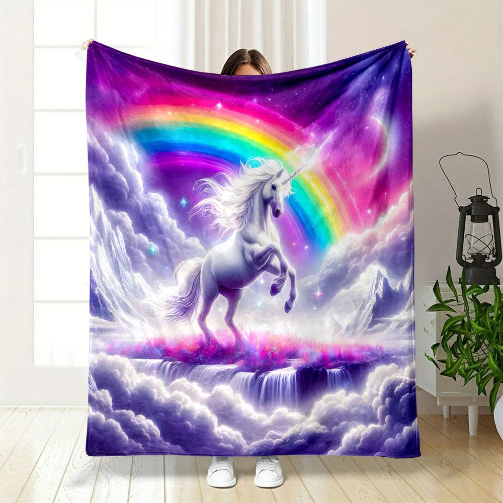 Majestic Unicorn and Rainbow Fantasy print blanket soft and cozy perfect for the living room bed sofa or a nap,gift