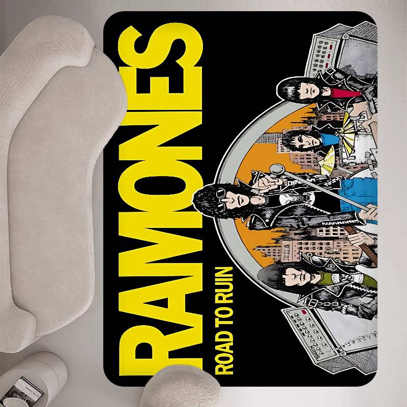 

Rock Band R-Ramones Прямоугольный коврик для пола Антискользящий Мягкий домашний коврик для ванной Передняя дверь Внутренний Наружный коврик Декоративный коврик для отеля 40x60cm