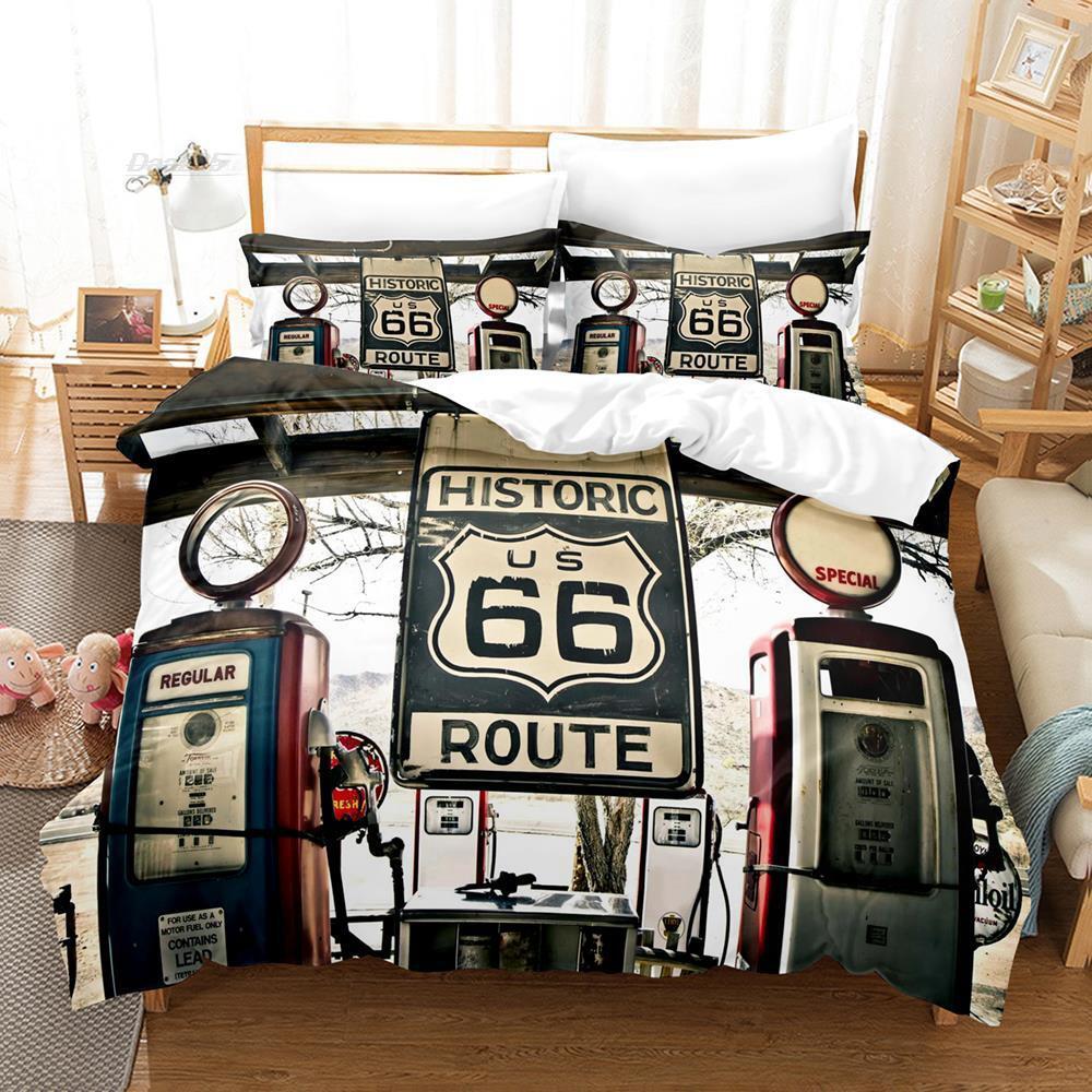 Route 66 Bedding Set Single Twin Full Queen King Size Bed Set Adult Kid Bedroom Duvet Cover Sets 3D Print Fashion Bed Sheet Set