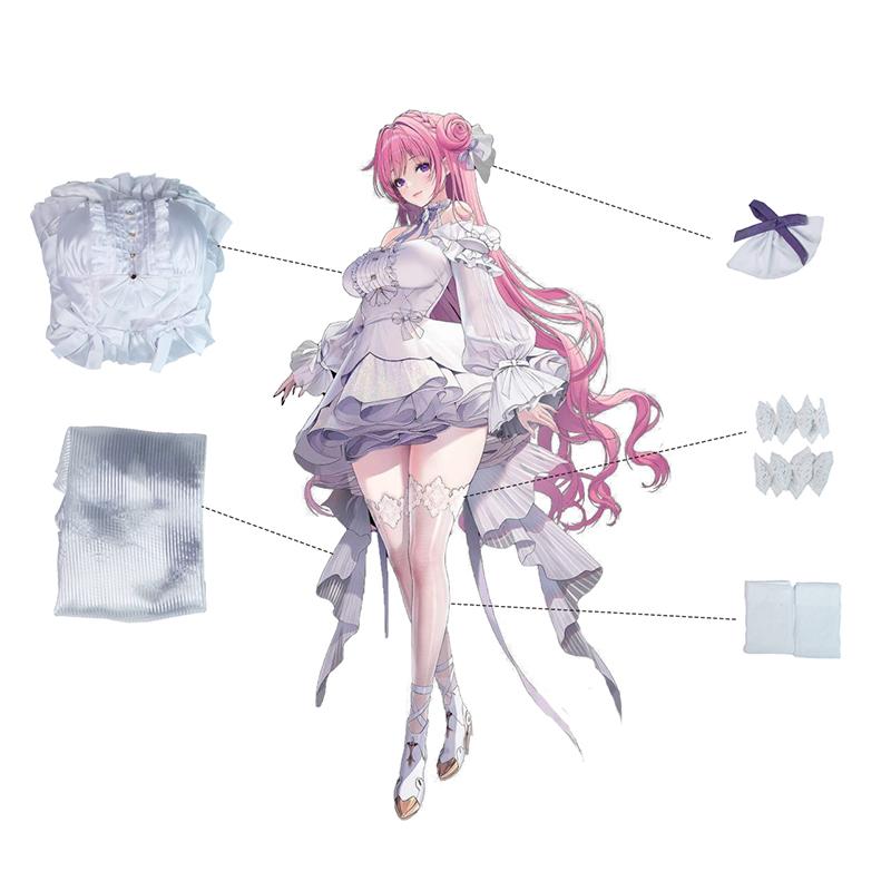 Dorothy Cosplay Costume Game Nikke Goddess Of Victory Dorothy White Flower Wedding Dress Women Halloween Carnival Suit