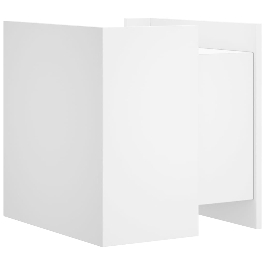 Vidaxl Bedside Table, White, 45X50X50 Cm, Wood-Based Material