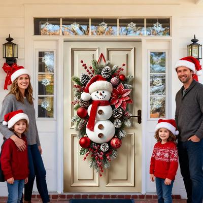 Christmas Wreath Christmas Winter Home Decoration Wreath Snowman Cute Home Decor for Front Door Window Wall Navidad