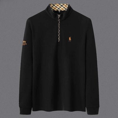 Trend Hub High End 100% Cotton Long Sleeve T-shirt Men's Standing Collar Fashionable Embroidery Paul Casual Sports Polo Shirt