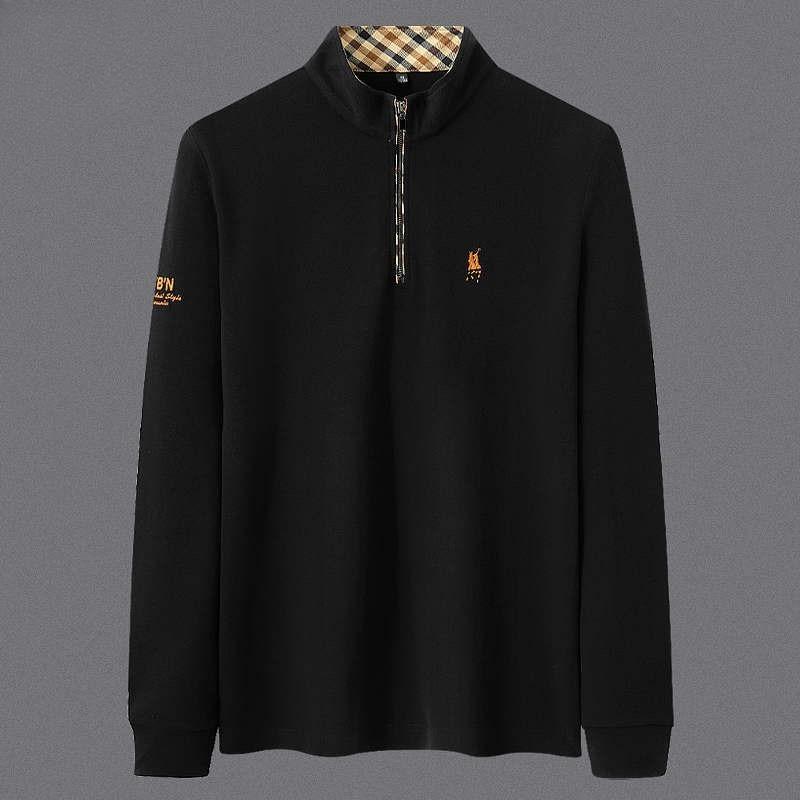 Trend Hub High End 100% Cotton Long Sleeve T-shirt Men's Standing Collar Fashionable Embroidery Paul Casual Sports Polo Shirt