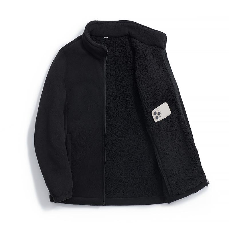 Women's Double-Sided Fleece Sherpa Hooded Windproof Velvet Jacket for Autumn and Winter