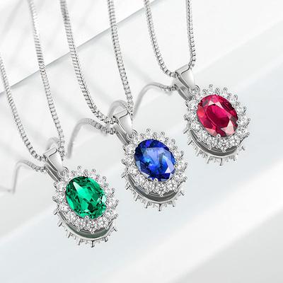 Multicolor Pendant Colorful Treasure Necklace High Sense Princess Round Sapphire Sunflower Necklace
