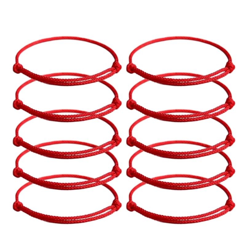 10 Pcs Minimalist DIY Red String Bracelet Adjustable Braid Rope Wristband Couple Jewelry Handmade Woven Bangle Jewelry