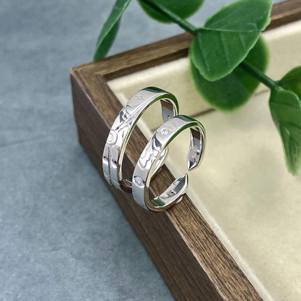 S925 Sterling Silver Star & Moon Couple Rings, Stylish Unisex Design, Perfect for Qixi Festival or Valentine's Day Gift