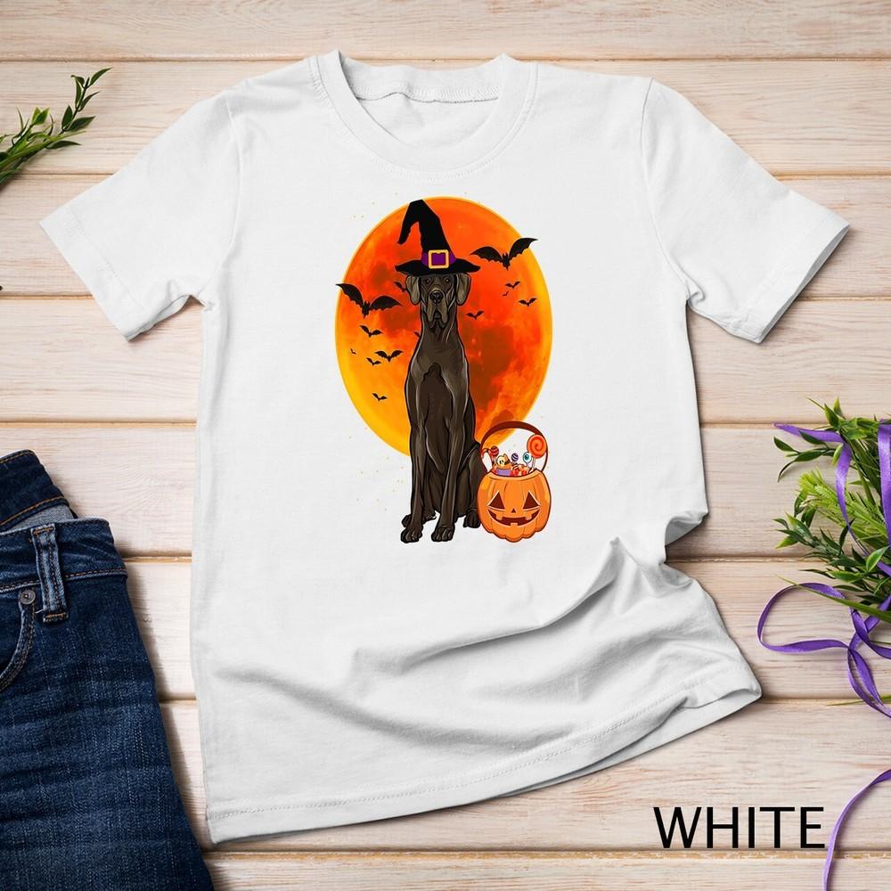 

Dog Halloween Black Great Dane Jack O Lantern Pumpkin Unisex T-shirt 4XL