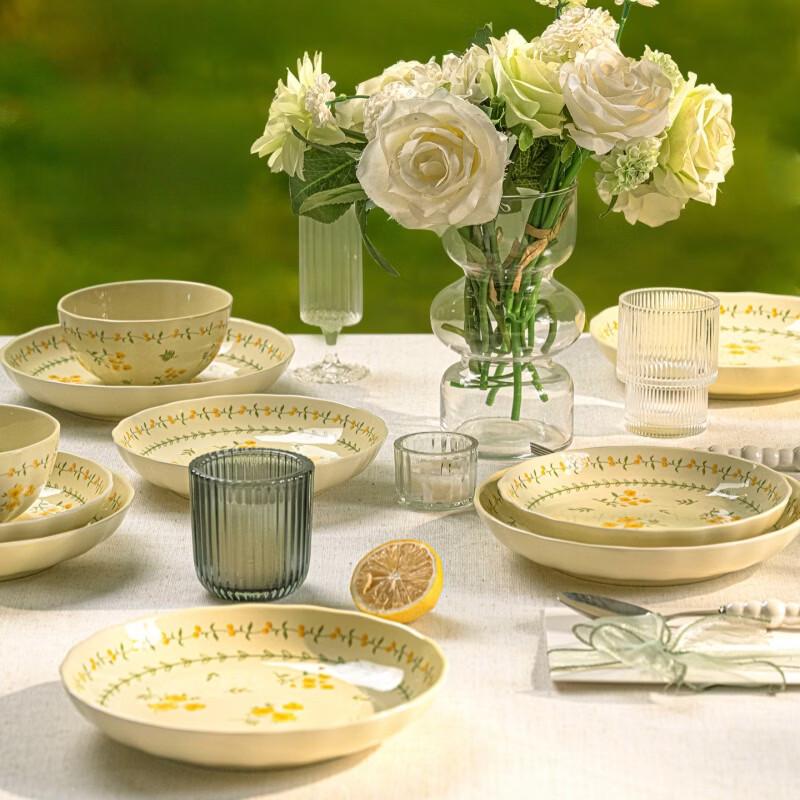 Haoya Jingdezhen Cream Style Ceramic Dinnerware Set - 39 Pieces
