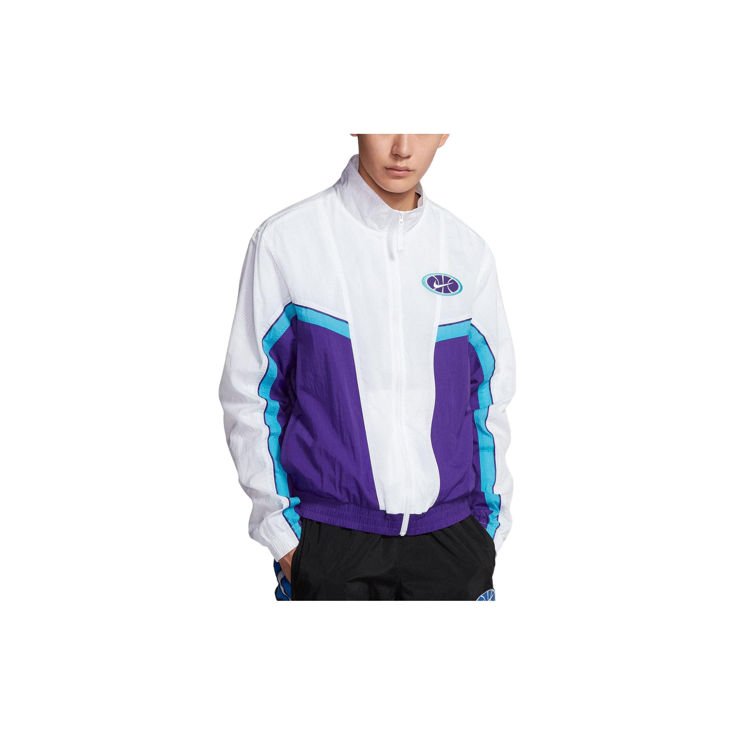 Nike Throwback Basketball Jacket White Purple Men s AV9756-103 XXXL