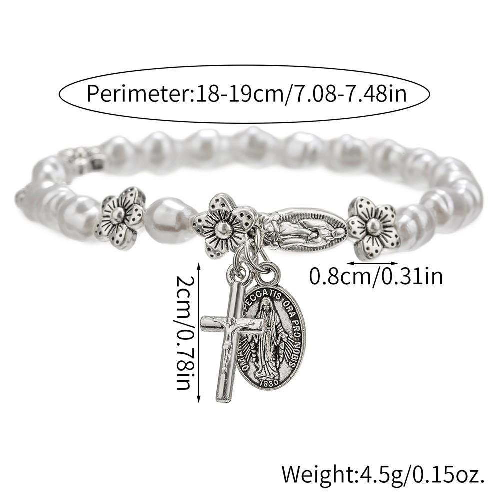 Trendy Cross Pendant Beaded Couple Bracelet