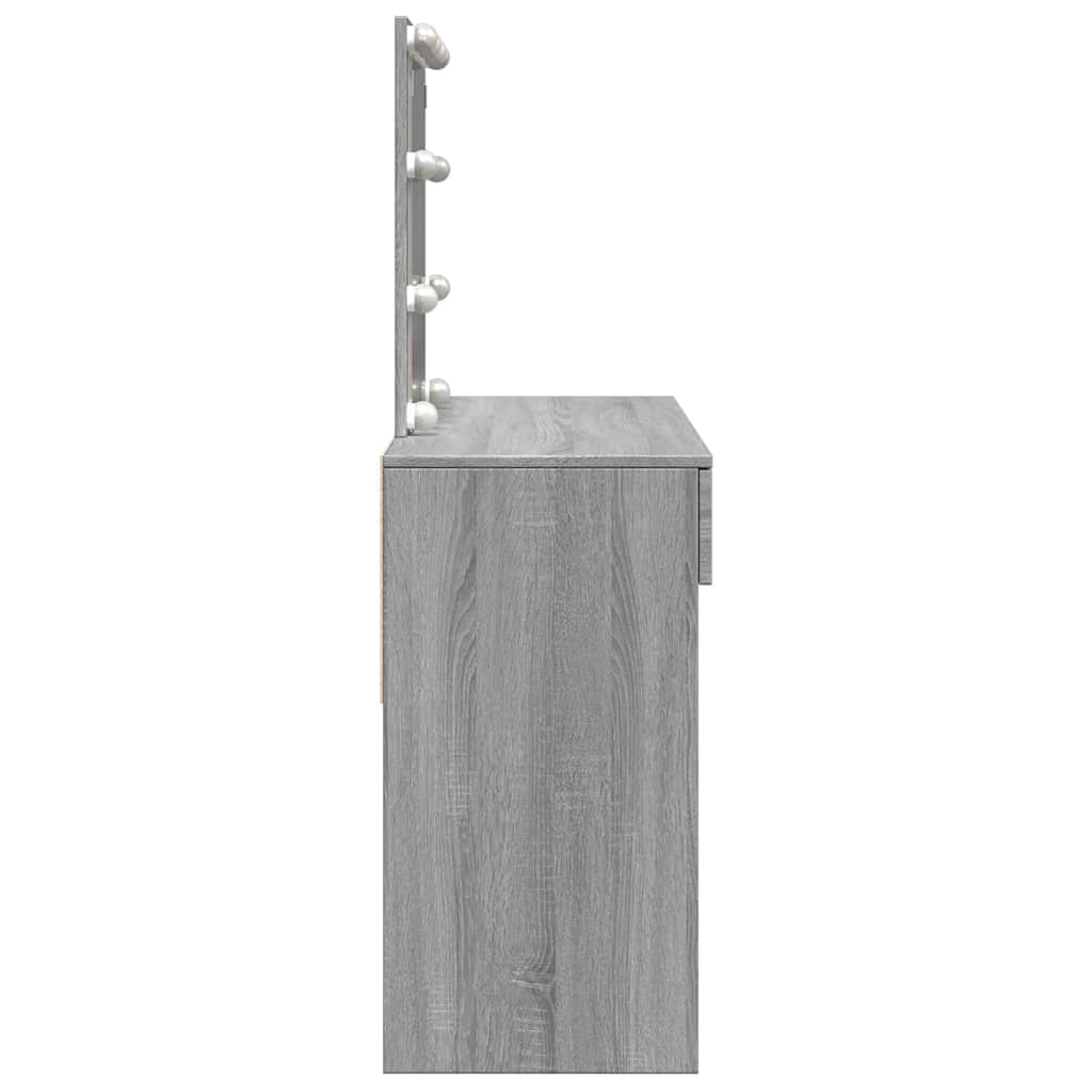 Vidaxl Coiffeuse Avec Éclairage LED, Chêne Sonoma Gris, 100X40X130 Cm