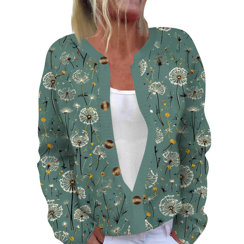 Damenmode Langarm Weihnachten Schneemann Schneeflocke Druck Jacke Strickjacke