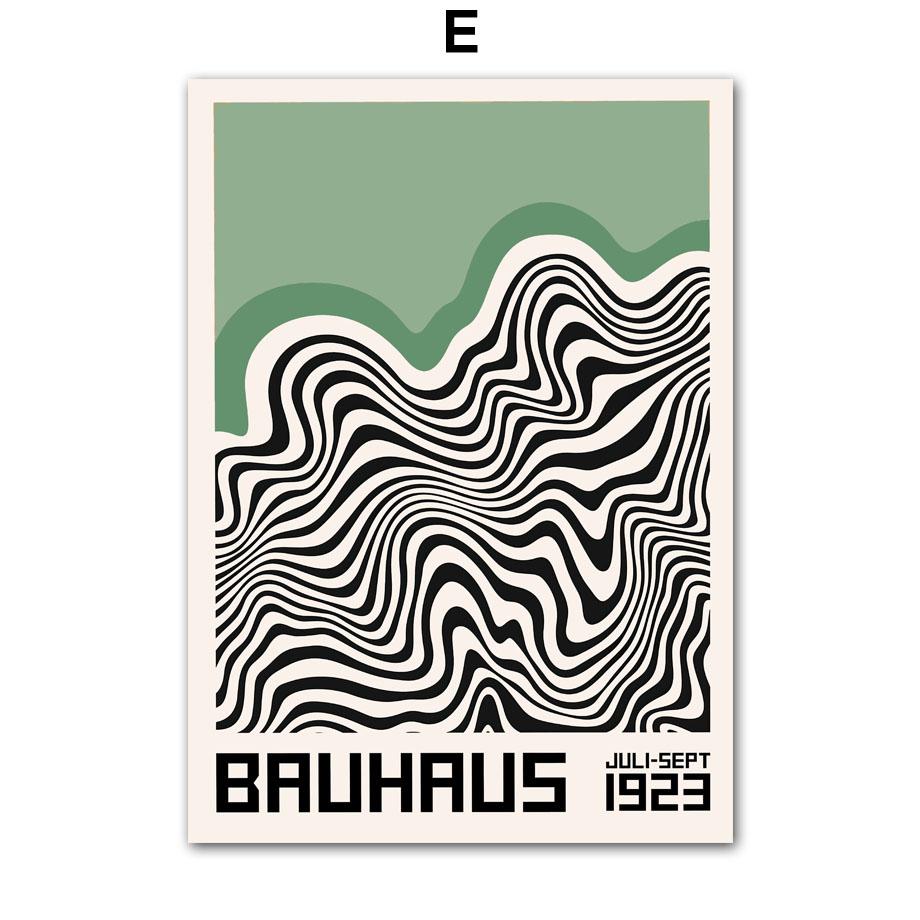 Linjer Randgeometri Bauhaus Abstrakt Väggkonst Dukmålning Nordiska affischer och tryck Väggbilder för vardagsrumsinredning