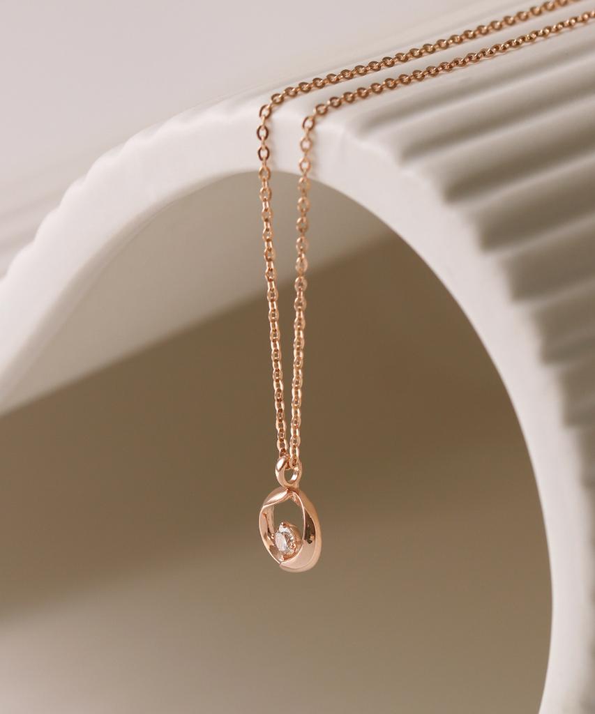 Loveenb [14K Gold] 0.1 Carat Lab-Worn Diamond Round Necklace