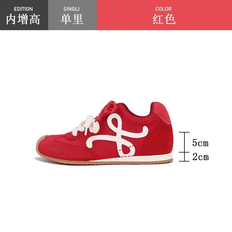 

Su Yinyin s same 7cm inner height-increasing version~ retro small crooked head mandarin duck shoelaces casual shoes German training shoes women s Fo 40 красный