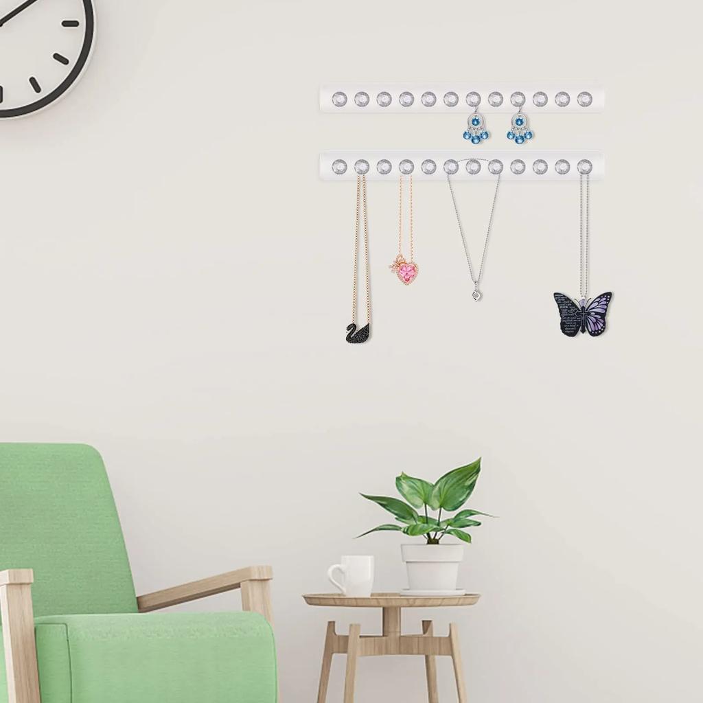 1Pcs Necklace Hanging Rack Acrylic Necklaces Holder Wall Mounted Jewelry Organizer Bracelets Chains Hanging Shelf