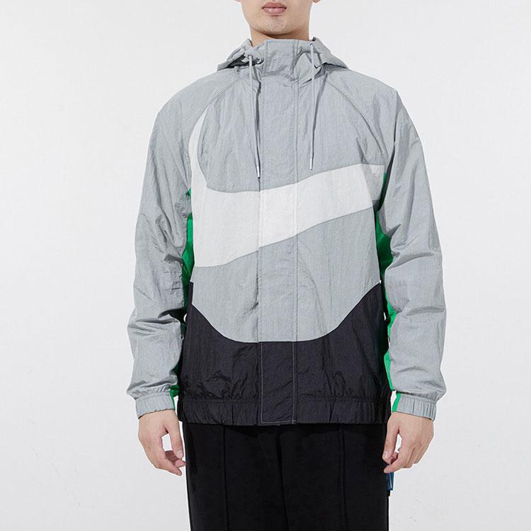 Nike Sportswear Swoosh Color-Block Hooded Woven Jacket Men Outerwear Grey DD5968-077