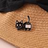 Black Enchanting Cat Animal Badge Unique Cartoon Style Brooch Durable Finish Glittering