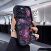 Black floral printed TPU phone case suitable for iPhone 17 16 15 14 13 12 11 Pro/Max/Plus anti drop and shockproof back cover