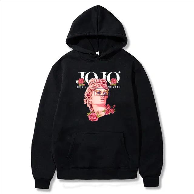 Худи с принтом JOJO женское осенне-зимнее однотонное повседневное свободное флисовое худи Харадзюку хлопковый пуловер свитер 3XL