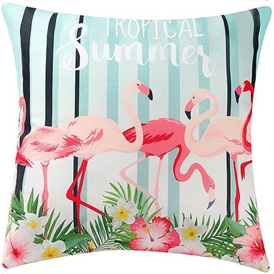 Flamingo Pillow Pillowcase 45 X45Cm Decorative Pink Pillowcase Leaves Cushion Cover Sofa Summer Holiday Home Decoration