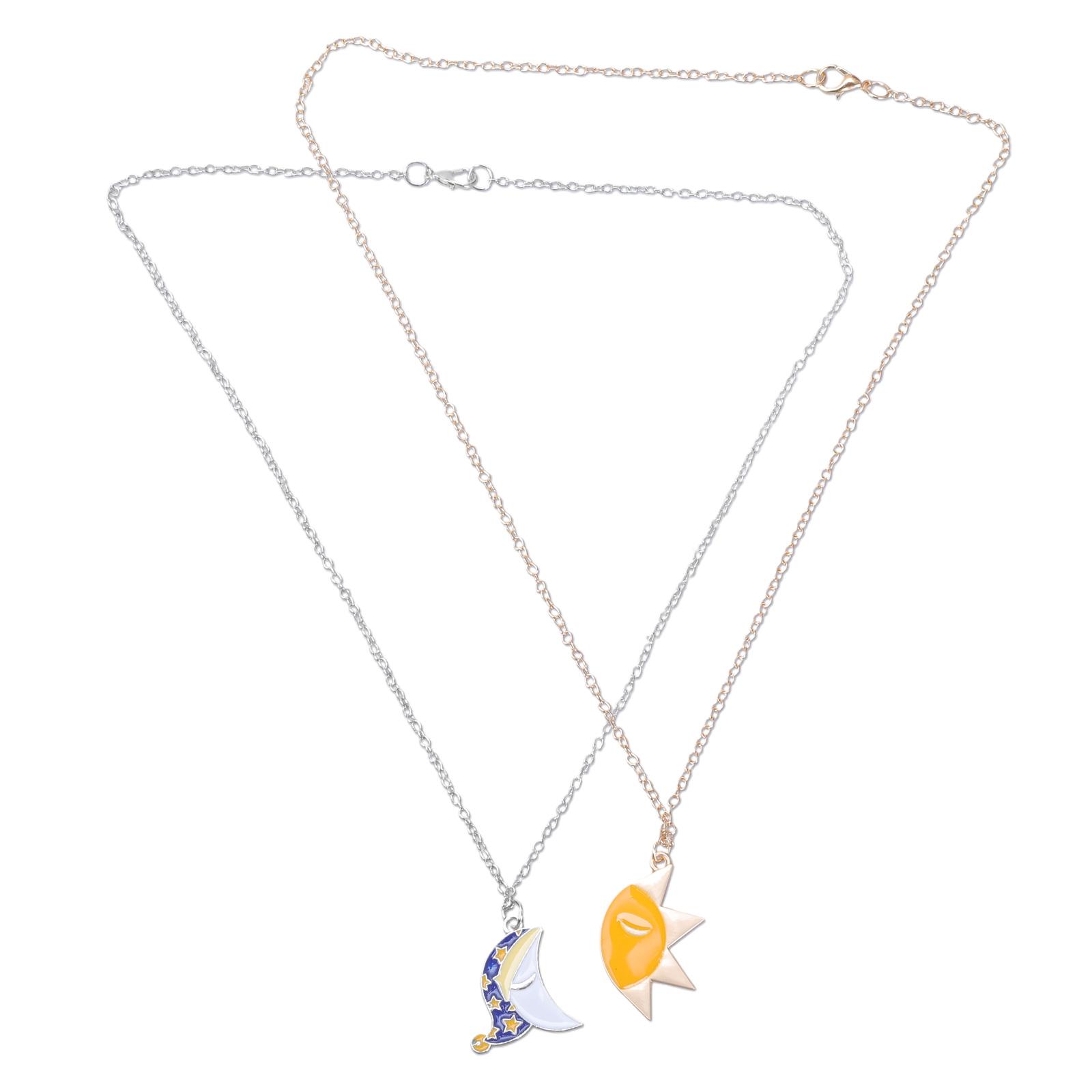 

Набор из 2 ожерелий из сплава «Солнце и Луна», элегантное парное ожерелье, кулон «Любовь», ювелирное украшение, идеально подходящее для повседневного и праздничного ношения