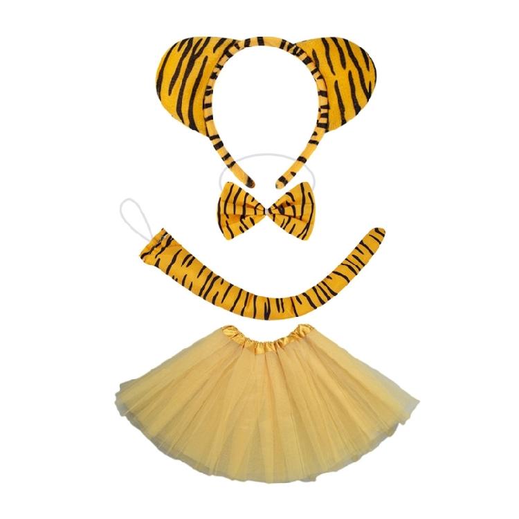 Halloween Tygers Costume for Kids Animal Costumes Tygers Ears Tail Bowtie Gloves Nose Skirt for Halloween Cosplay Party