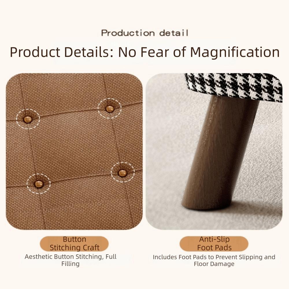 Sturdy Wooden Legs Low Stool Soft Upholstered Seat Cream Style Ottoman Ottoman  Daily Home Use