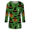 Women's Casual Halloween Print Top Three Quarter Sleeve Crew Neck Shirt Lightweight Comfortable Fit Seasonal Design