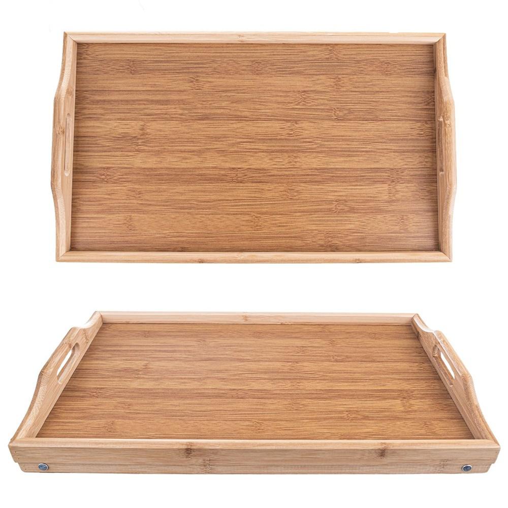 Stolik Śniadaniowy Bambusowy Składany do Łóżka na Śniadanie Laptopa Taca