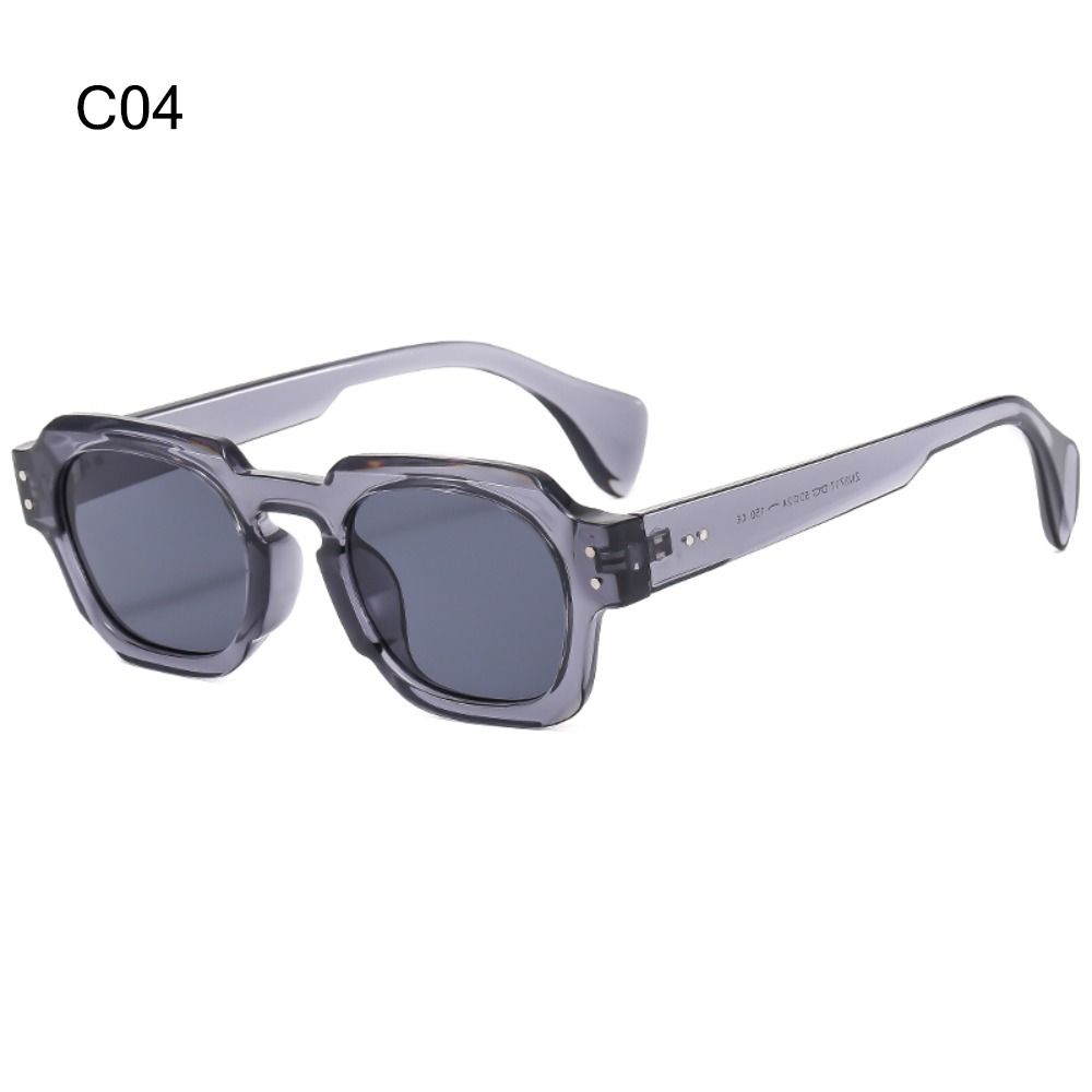 Trendy Punk Women's Square Sunglasses UV400 Protection Y2K Small Shades Rivets Sun Glasses for Beach/Travel/Streetwear