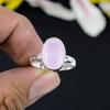 Pink Chalcedony Gemstone Handmade 925 Sterling Silver Jewelry Ring Size 7 KG-353