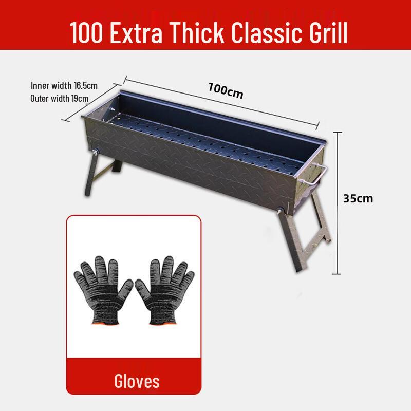 100cm Foldable BBQ Grill with Iron Griddle