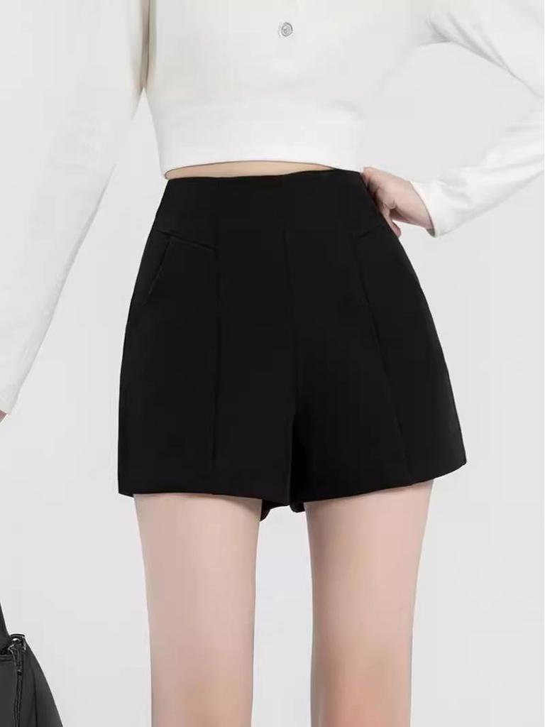2024 Summer Women's High-Waist Korean Style A-Line Wide Leg Shorts