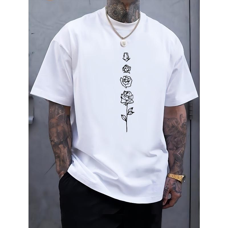 

Rose Print Ports and Outdoor Products, Sports Outdoor Clothing, Men s Sports Outdoor Clothing, Men s Sports Casual T-shirts S белый