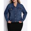 Chaqueta Vaquera Elástica Lavada para Mujer Tallas Grandes - Estilo Sencillo y Elegante