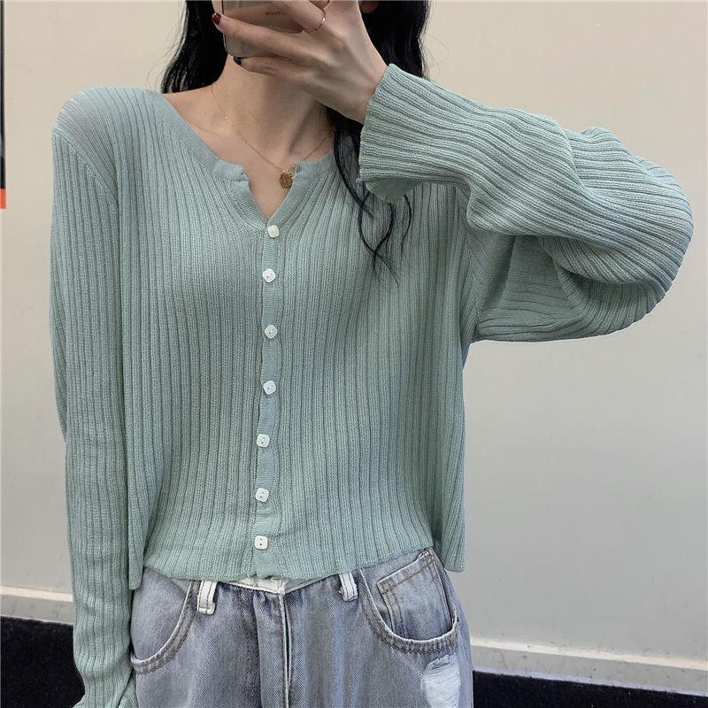 Korean Style Long Sleeve Knitted Cardigan for Women Outerwear College Style Casual Knitted Sweater Thin Coat for Spring and Autumn Seasons