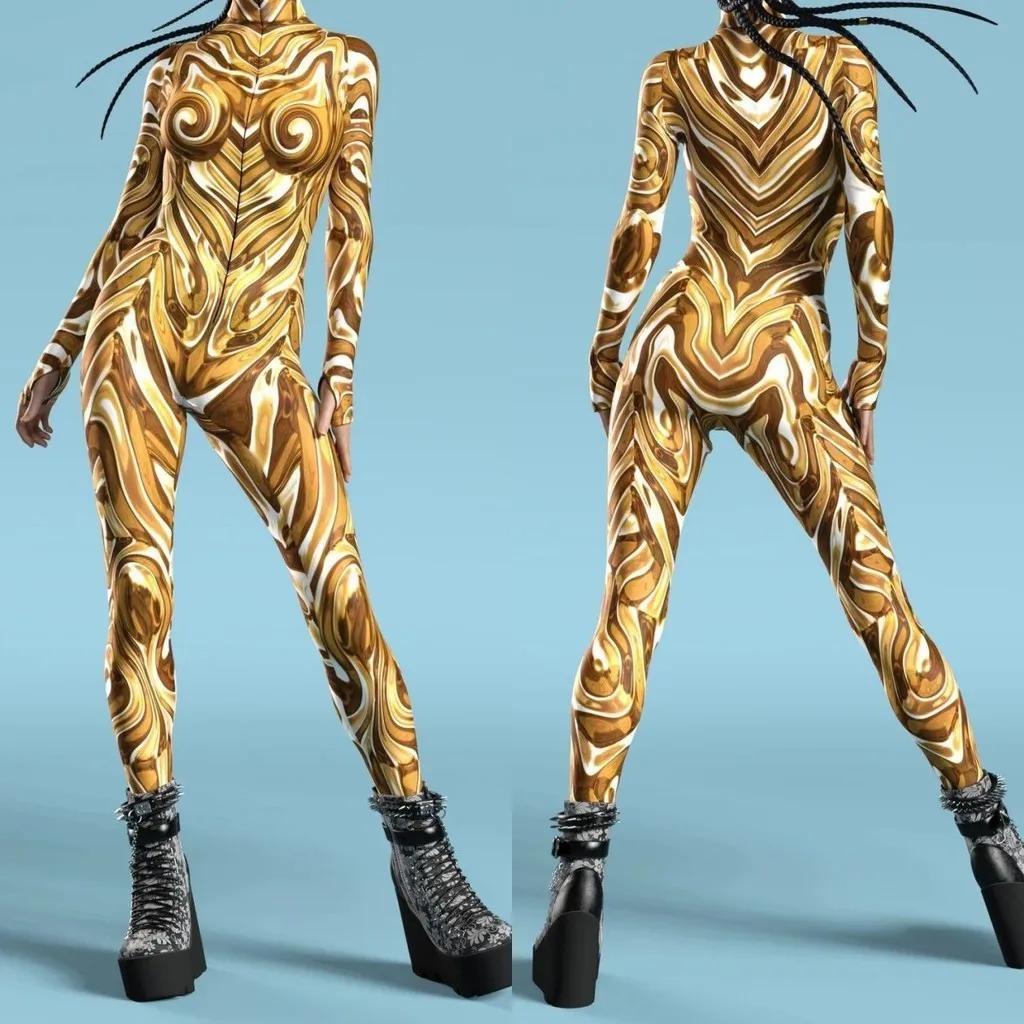 3D Digital Printing Stage Costumes for Adults Halloween Event Carnival Themed Party Cosplay Costume Role-playing Game Jumpsuit