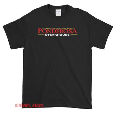 Nieuw Ponderosa Steakhouse Logo Heren Grappig T-shirt USA Maat S-XXL