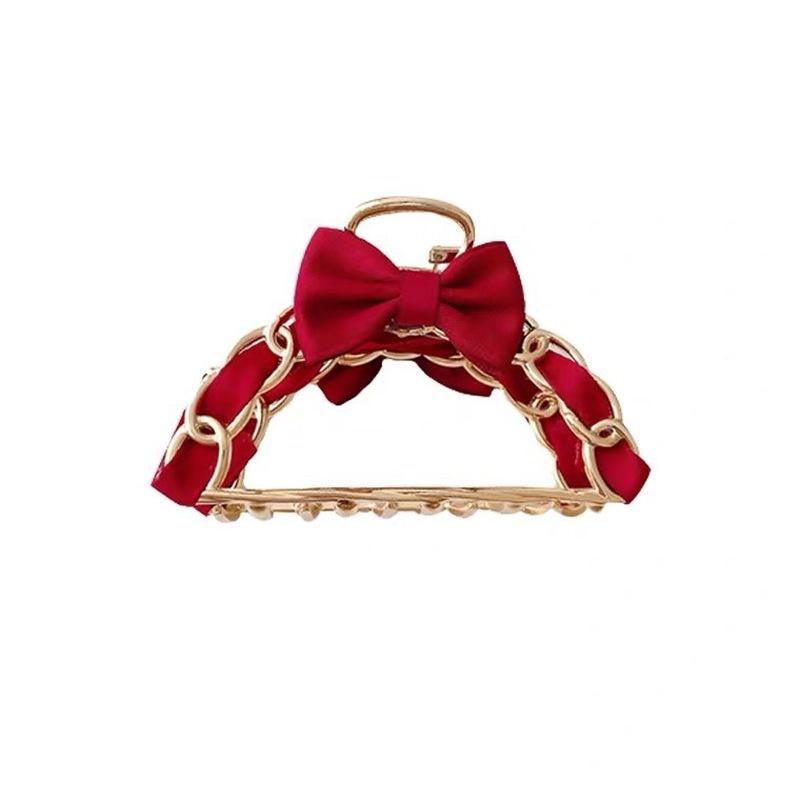 Hair Claw Elegent Girl Large Metal Claw Clip for Thick Hair with Small Bow Korean Style for Women