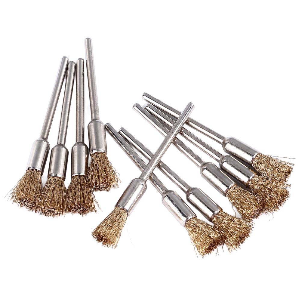 30pcs Extended Wire Brush Pen Shape Steel Copper Wire Cleaning End Brush Rust Paint Removal Bits Polishing Rotary Tools